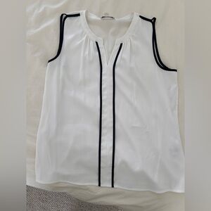 Calvin Klein sleeveless White Top black accents
